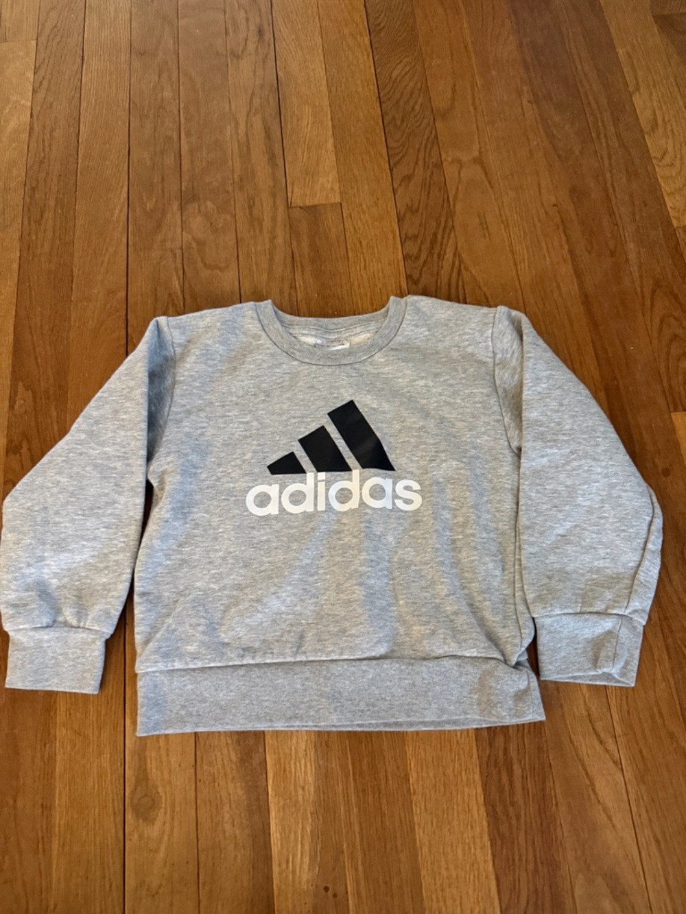 adidas Kids Light Gray Sweatshirt with Black Logo